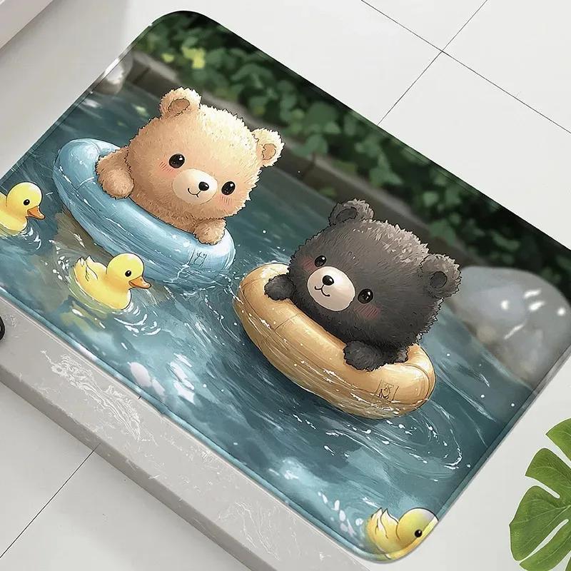 1PC Koi Print Pattern Bathroom Anti Slip Floor Mat Shower Room Carpet Home Decoration Door Absorbent Foot Rug
