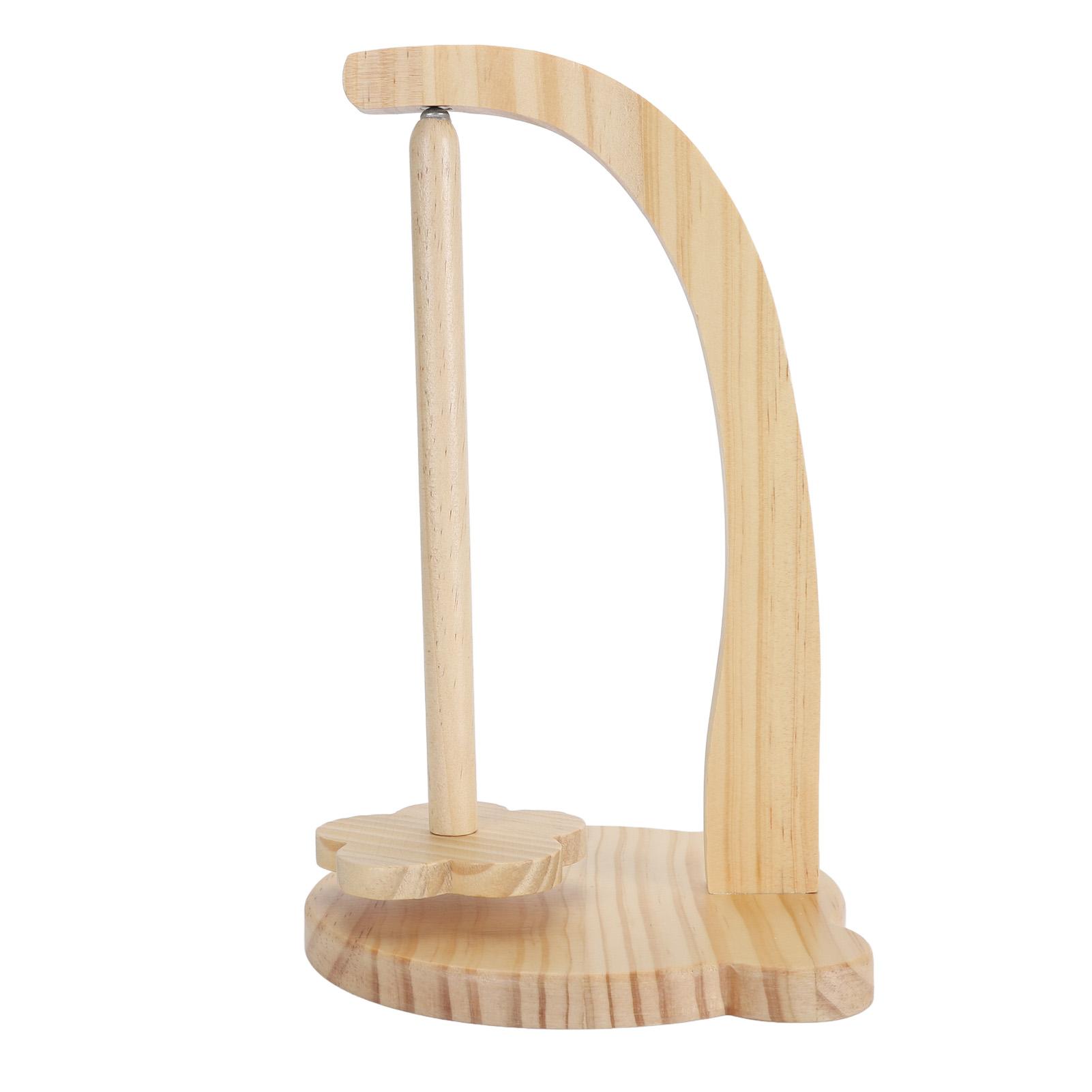 

1 Set Yarn Holder Wooden Stable Bear Shaped Base Rotating Yarn Spinner for Crocheting Natural Color