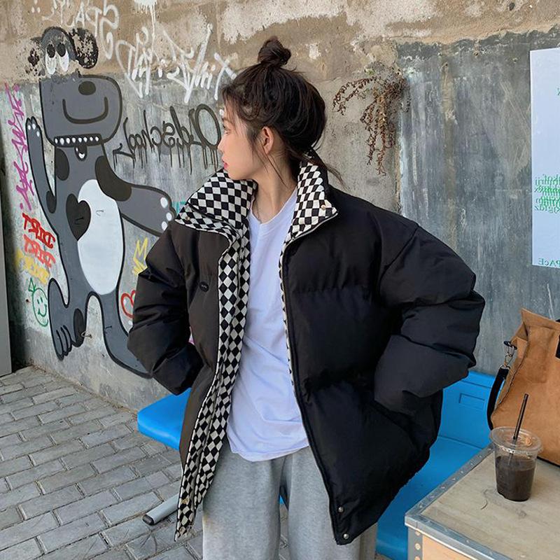 

Зимняя куртка из хлопка для женщин, свободная куртка на молнии, женская однотонная утепленная теплая куртка-парка XL чёрный