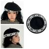 Trendy Painter Hat with Bows Flat Hat British Beret for Dating Photography Cabbie Headwear Painter Hat Autumn