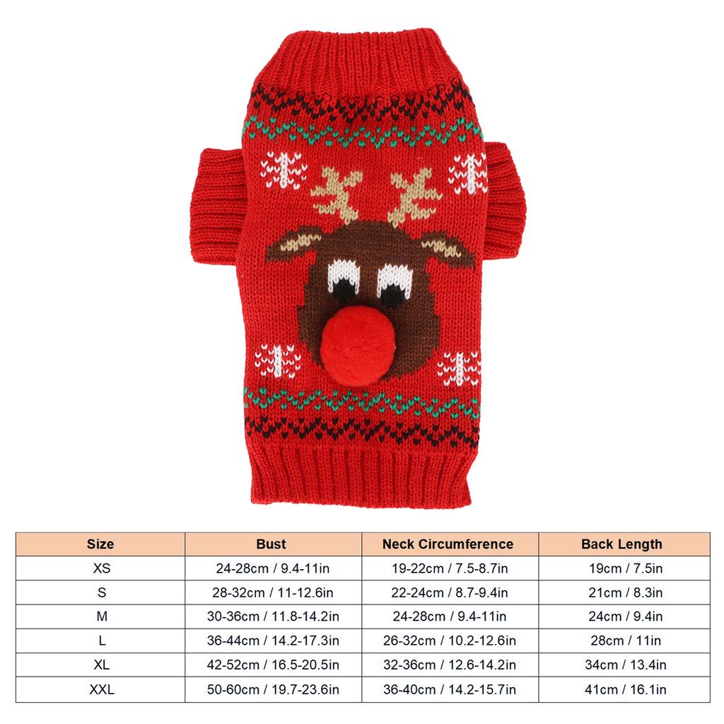 Cute Dog Snow Sweaters Comfortable Thickening New Year Christmas Dog Holiday Sweaters for Small Medium Dogs