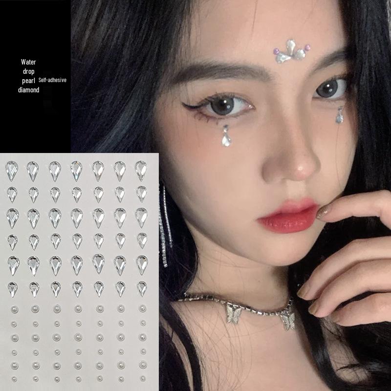 Self-Adhesive Teardrop Rhinestone Face Stickers – Glitter Jewelry for Kids