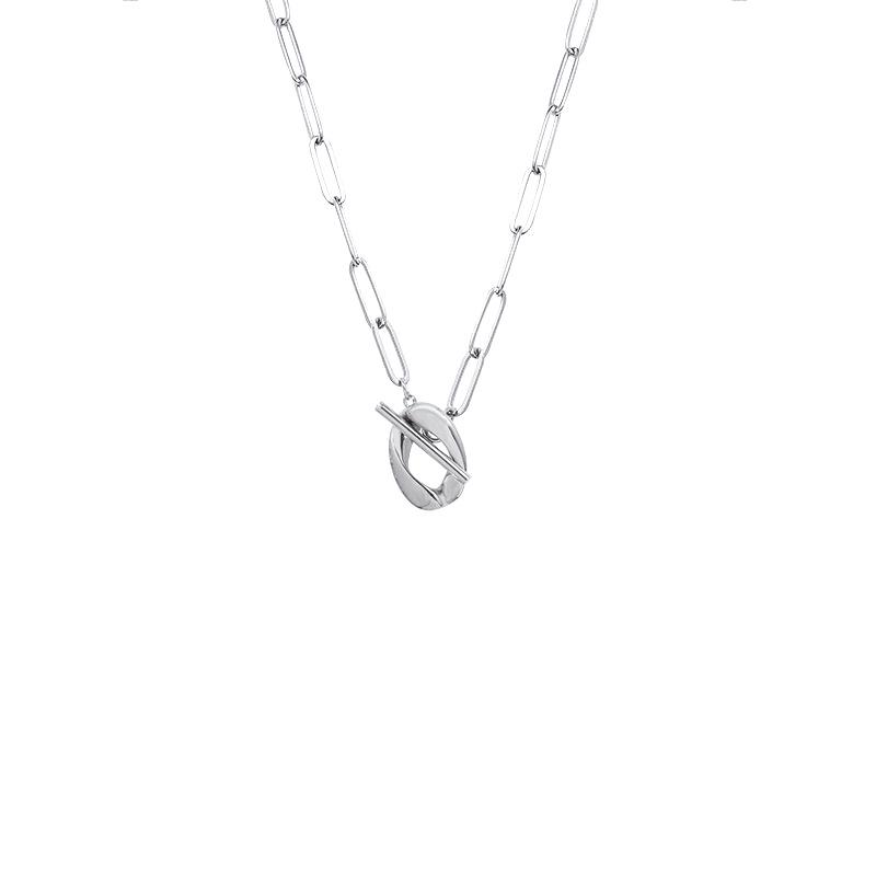 French Non-Fading Luxury Titanium Steel Double Layer Necklace with OT Buckle for Women