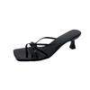 French Gentle High-heeled Cool Slippers 2025 Summer New Women's Sexy Slippers Fashion Cross-strap Square Head Women's Shoes