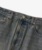 Yujen Slit Washed Denim Long Skirt_Dust Indigo