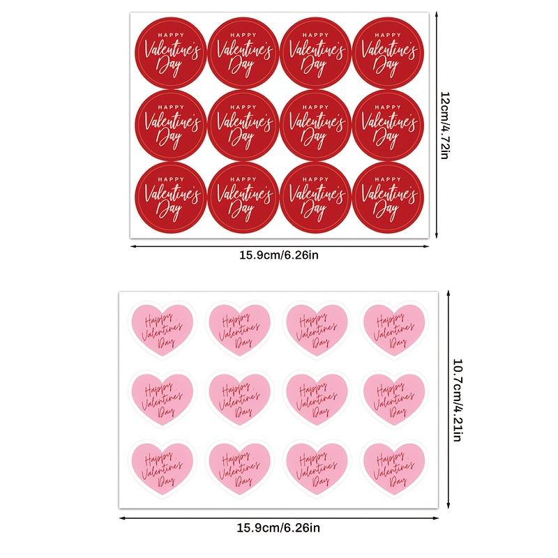 Valentine's Day | Red Circular & Pink Heart Stickers | Gift Wrapping for Gifts, Envelopes, Baking, Drinks, Crafts, Scrapbooks - Paper
