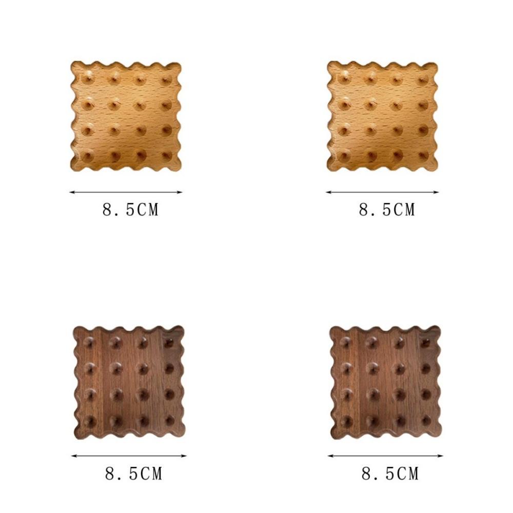 

4Pcs Black Walnut Cookies Coaster Wooden Cup Mat Coaster Cute Biscuit Shape Coaster Wooden Insulation Pad