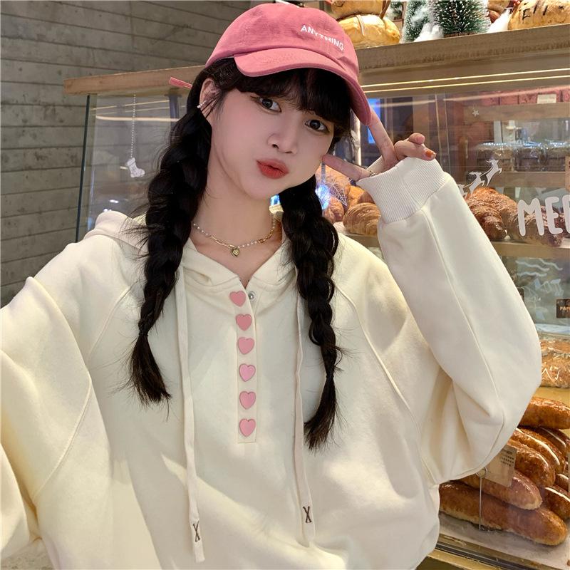 

Women s Petite Hooded Sweatshirt - Long Sleeve, Waist-Gathering, Loose Fit, Korean Design for Spring/Autumn 2XL [130-150 lbs] абрикосовый