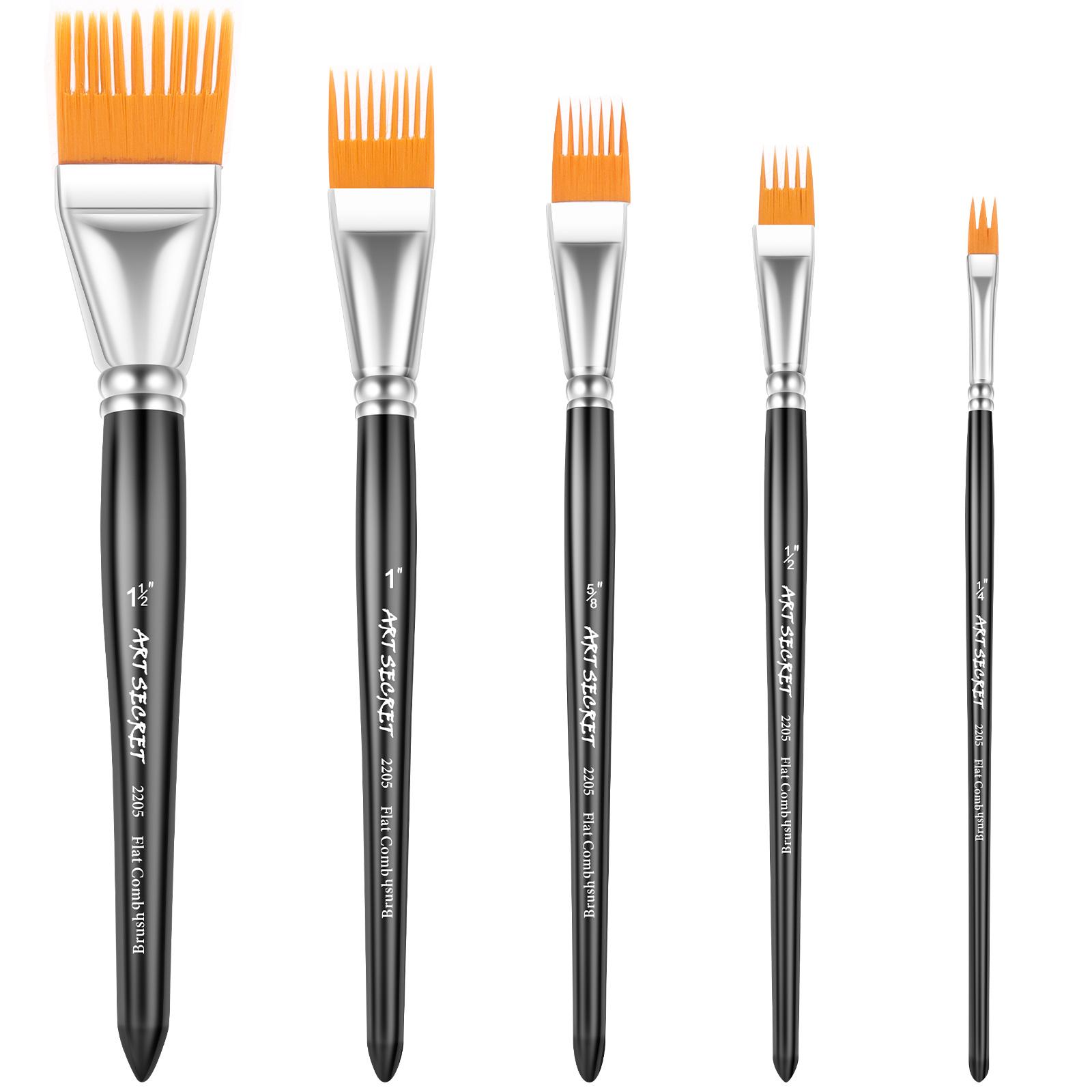 

5Pc Serrated Shape Paintbrush Set Multi Size Grainer Painting Brush Unique Texture Flat Comb Brush for Acrylic Gouache Oil Paint чорний