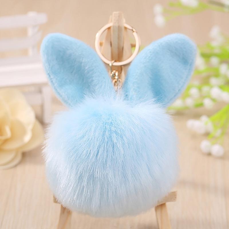 Soft Artificial Rabbit Furs Keychain Plushs Ball KeyRing Cute Pom Pom Bag Charm Car Pendant Decoration for Women Girls