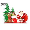 Christmas Tree Tabletop Decor Wooden Ornaments, Decoration with Santa Claus Snowman Elk Table Centerpiece Designs for Home Holiday Party And
