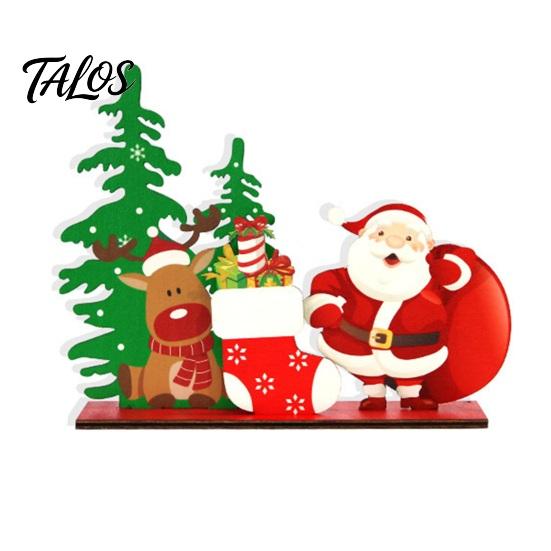 Christmas Tree Tabletop Decor Wooden Ornaments, Decoration with Santa Claus Snowman Elk Table Centerpiece Designs for Home Holiday Party And
