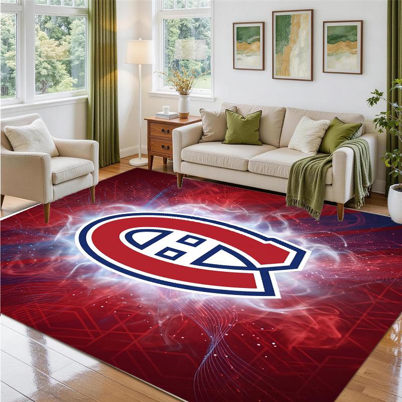 Montreal Canadiens Design Crystal Velvet Rug Soft Decorative Mat for Bedroom Entrance
