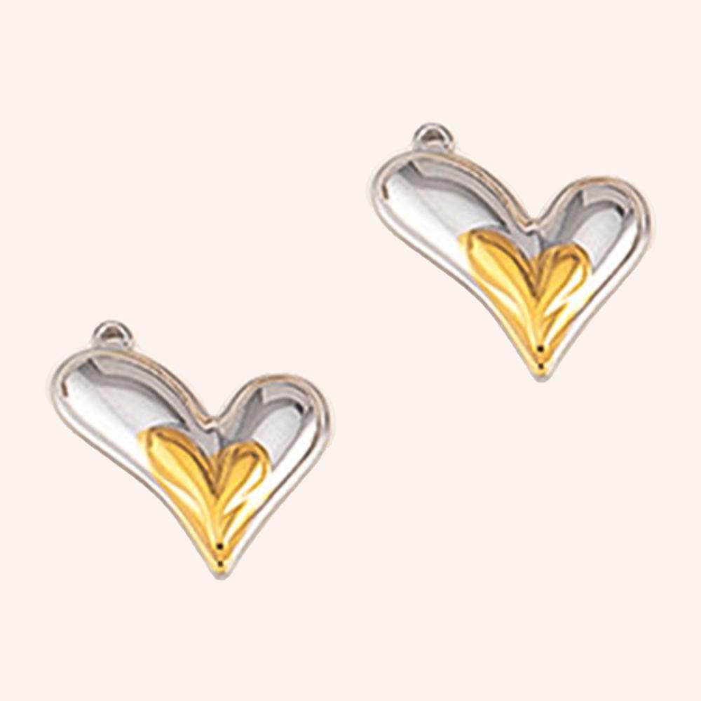2pcs Stainless Steel Irregular Red Enamel Round Heart Star Design Pendant Necklace Earring Heart Charms Craft Jewelry Findings