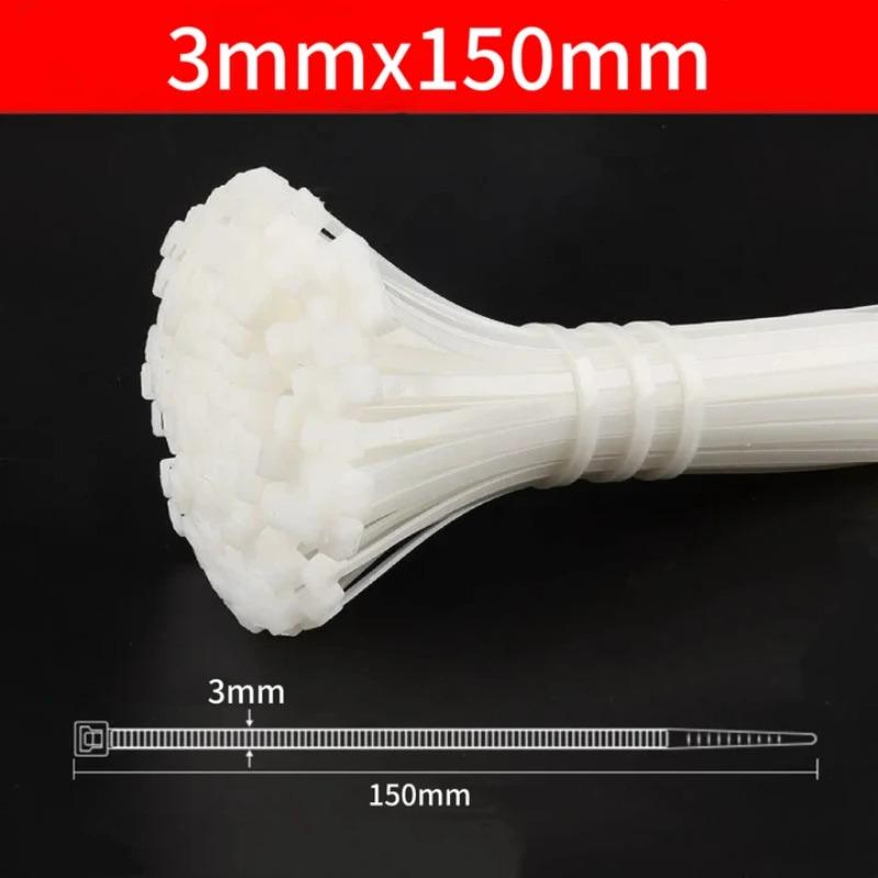 100-300pcs Nylon Cable Ties Adjustable Self-locking Cord Ties Straps Fastening Loop Reusable Plastic Wire Ties for Home Office