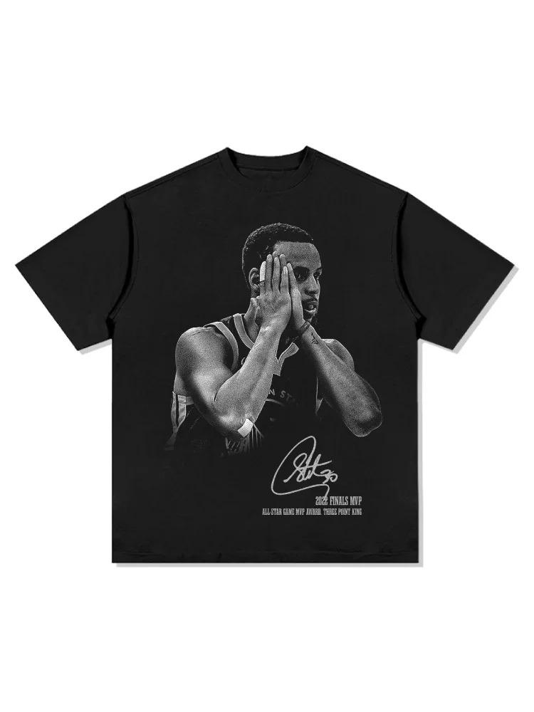 

Stylish Black Stephen Curry Night Night Basketball Star Graphic Casual Cotton Short-Sleeve T-Shirt 4XL