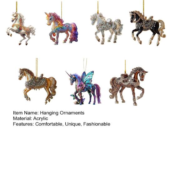 Horse Acrylic Pendant 2D Car Mirror Charm Fashionable Bag Keychain DIY Crafts Art Gift for Equestrian