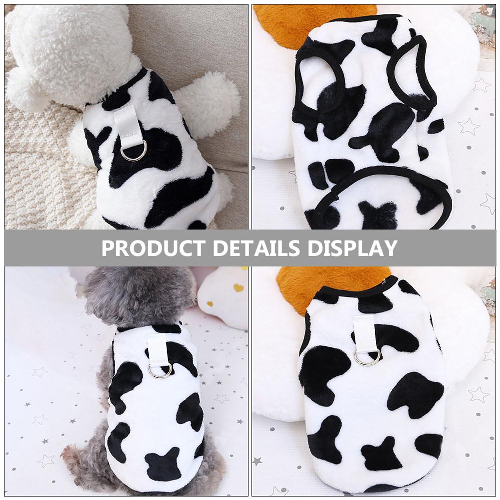 Pet Warm Vest Coral Fleece Dog Clothes Cow Prints Adorable Winter Dog Cat Costume Soft Comfortable Outdoor Wear