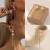 Stylish Long Faux Pearl Earrings For Women Trendy Geometric Chain Dangles