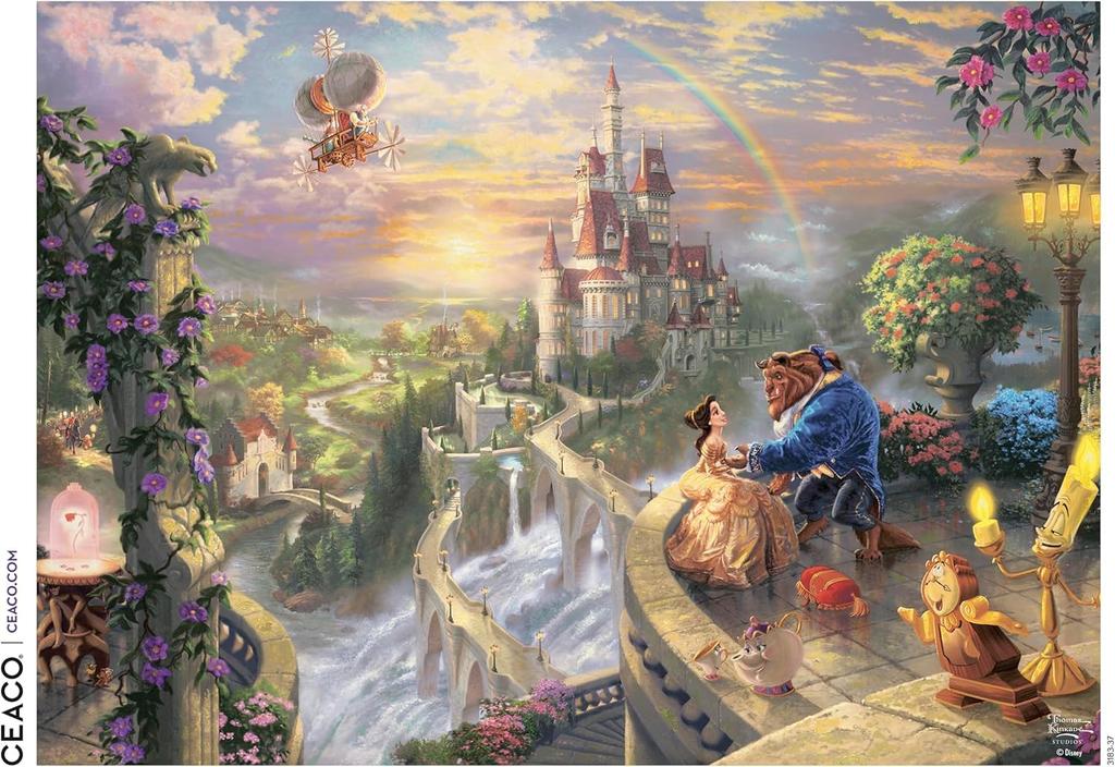 Ceaco - Disney - Thomas Kinkade - Beauty and the Beast In Love - 1000 Piece Jigsaw Puzzle for Adults - A Challenging Puzzle Perfect for Game Night