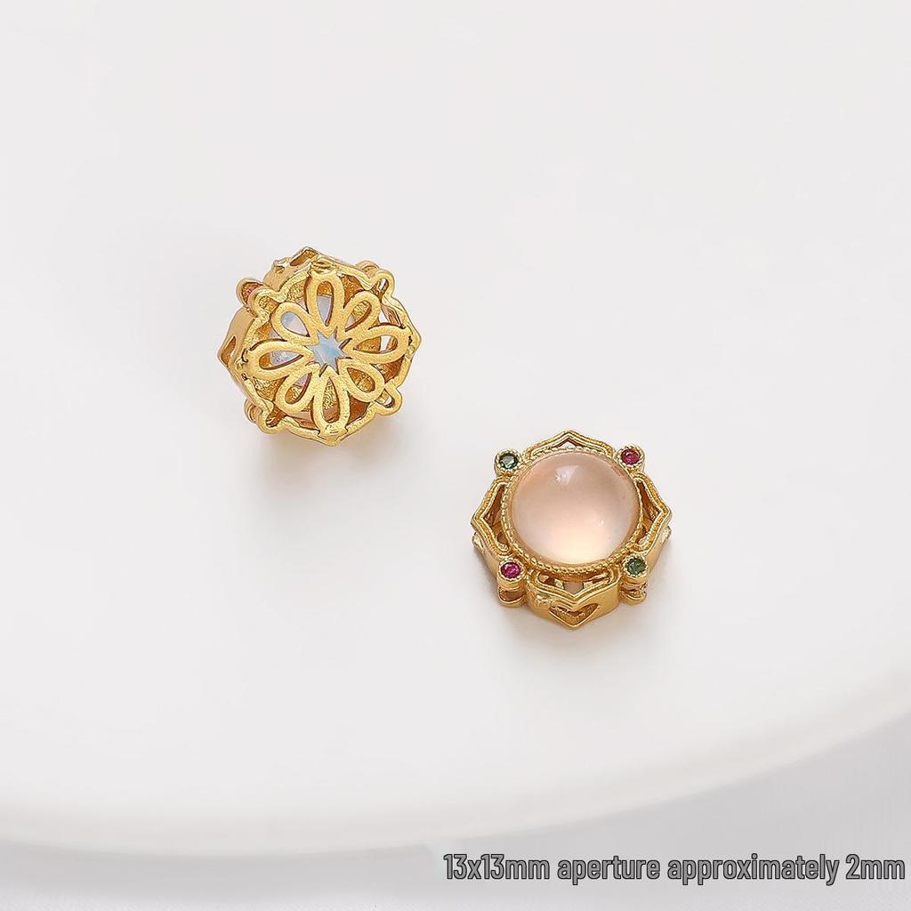 Pozlacené prolamované korálky s kočičím okem a imitací nefritu pro výrobu šperků DIY