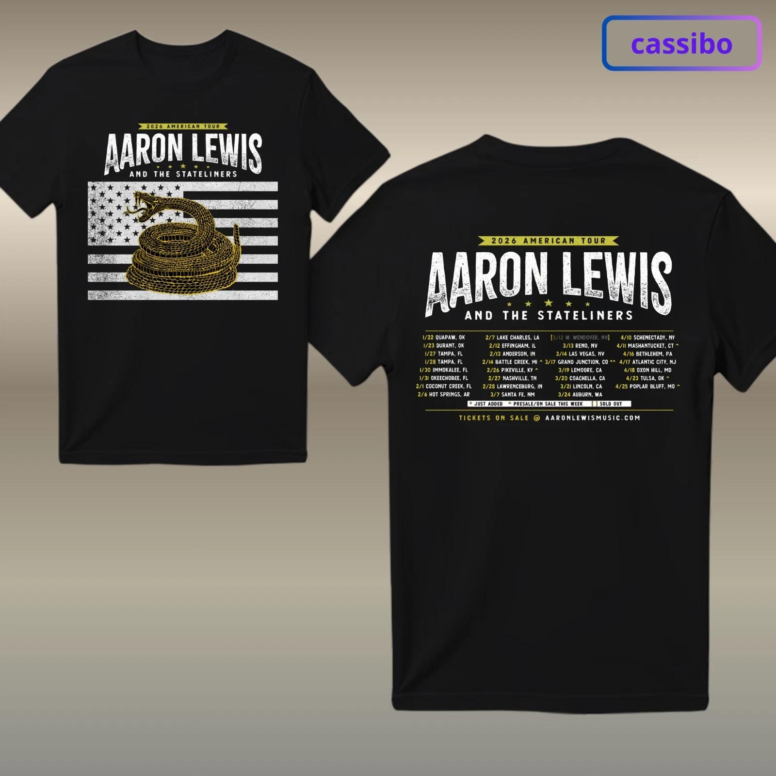 2 Sides Aaron Lewis 2026 Tour Black Cotton T-Shirt All size S-5XL TH207 L