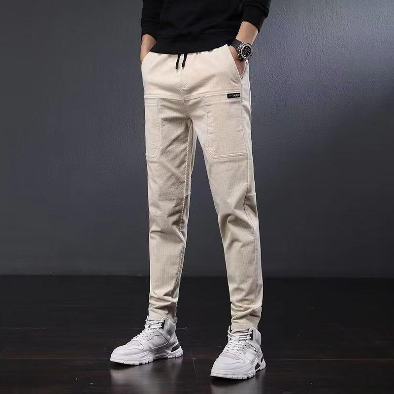 Autumn Men's Fashion Pants Thermal Pockets Designer Outdoor Trousers Waist Elastic Lace Up Casual Pants