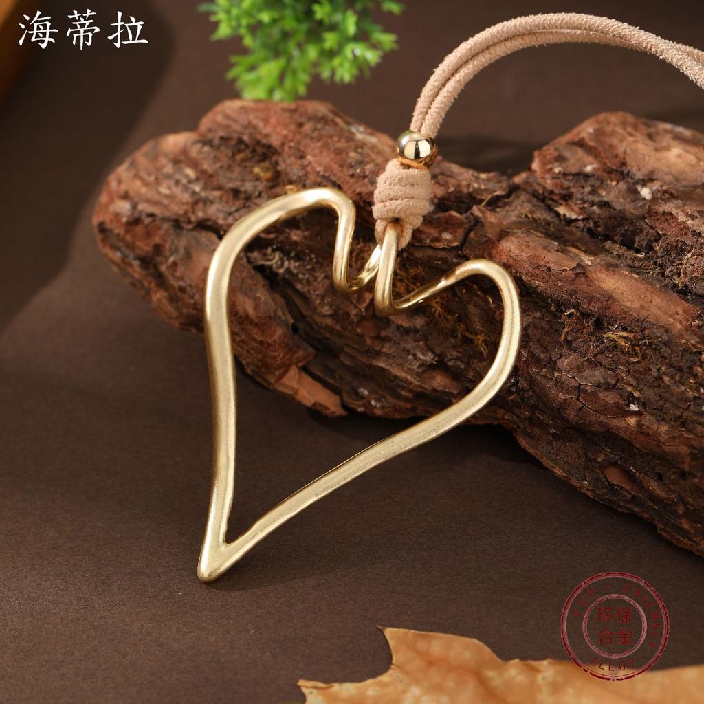 New matte hollow big love velvet long pendant, women's exaggerated personality heart-shaped long necklace