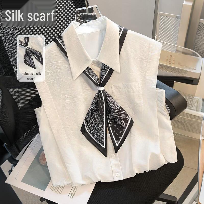 Sisbyshe Women s 2026 Summer Lapel Loose Casual Shirt M белый