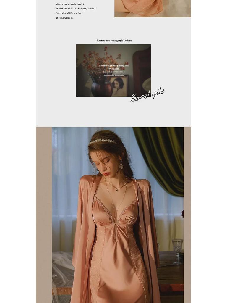 Dámská sexy noční košilka s odhalenými zády, pyžamový set s vycpávkami na prsou