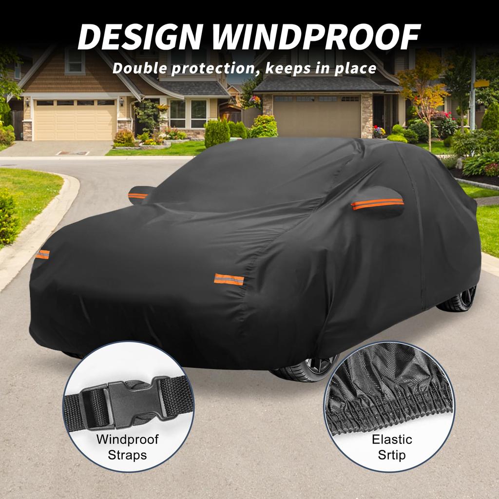 X AUTOHAUX Waterproof Aluminum Car Cover for Toyota Corolla with Driver Door Body Car Increased Water Hail Sun Rainy Season Flame Strong and Yellow