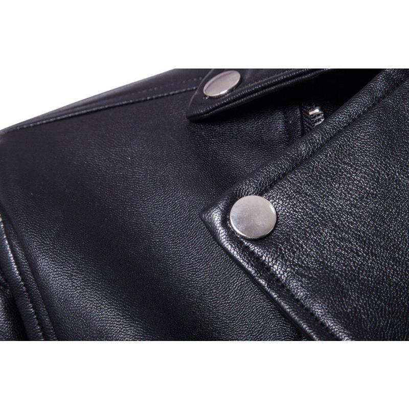 Men's leather jacket with multiple zippers, men's leather messenger bag, motorcycle-style PU leather jacket for riding a Harley motorcycle.
