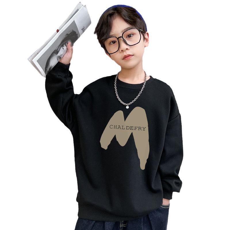 Sweat-shirts tendance pour garçons avec imprimé de lettres coréennes: Manches longues, Coupe ample pour le printemps, l'automne et l'hiver – Nouveaux styles pour les grands enfants.