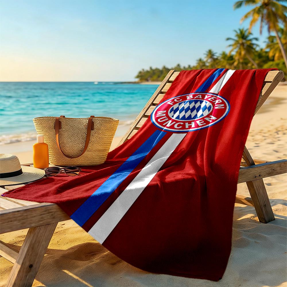 FC Bayern München Strandtuch Weich Langlebig Schnelltrocknend Bequem Leicht Geeignet für Schwimmen, Fitnessstudio, Camping, Yoga Urlaub
