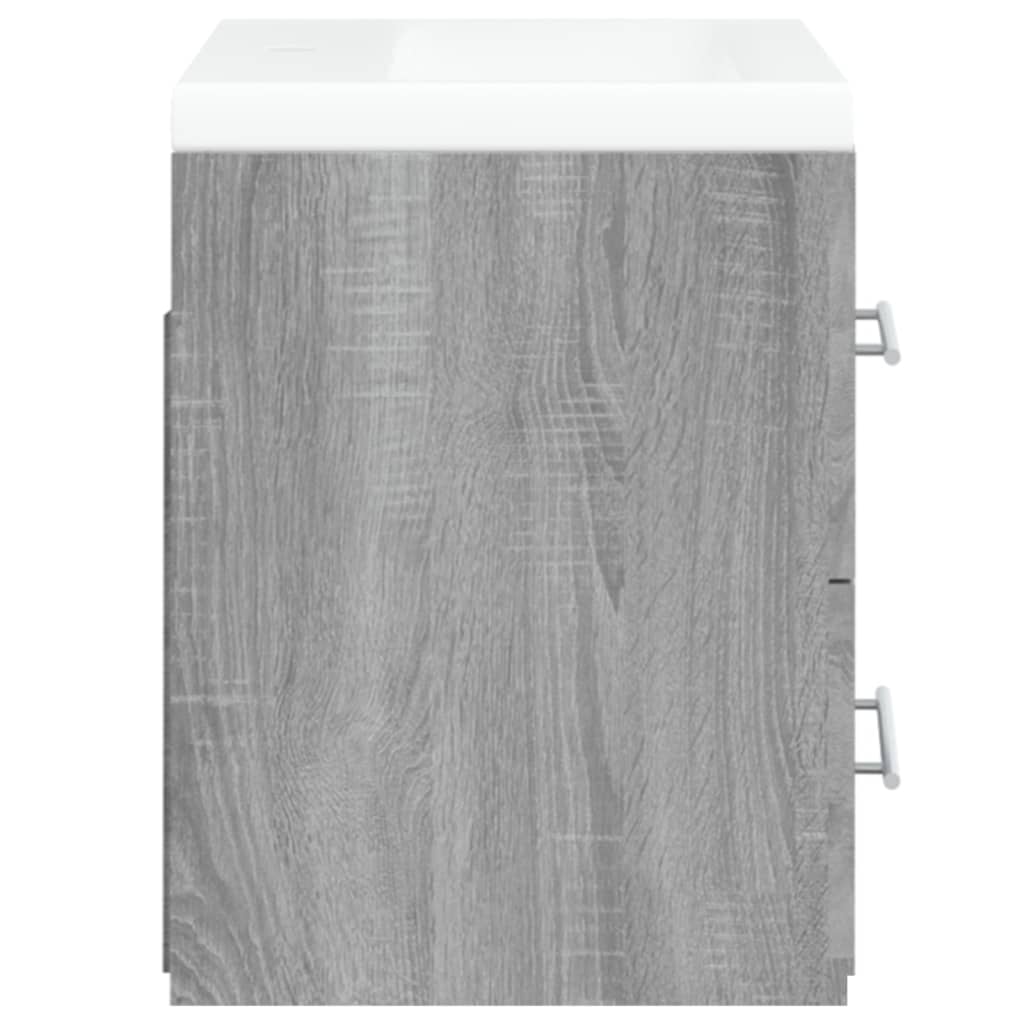 Washbasin Cabinet with Built in Basin Grey Sonoma Particleboard