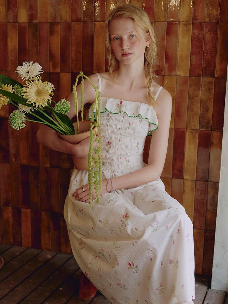 Mwimwieleu Flower Pattern Frill Dress Mu2635Op309M