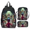 Gorillaz UK Virtual Band Printed Cartoon Backpack 3-Piece Set School Bag Lightweight Large Capacity