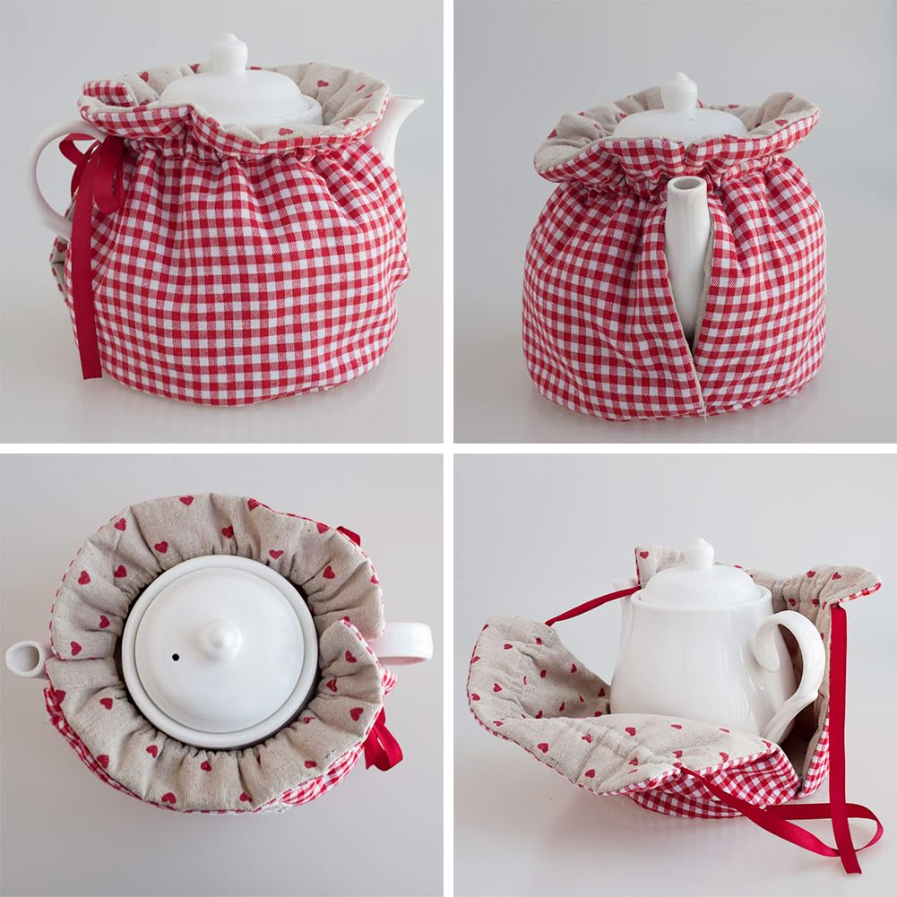 HIGHAWK Set of 2 Tea Cozies with Teapot Covers, Insulated and Dustproof, Scandinavian Floral and Antique Design, Ideal for Home, Tea Room, or