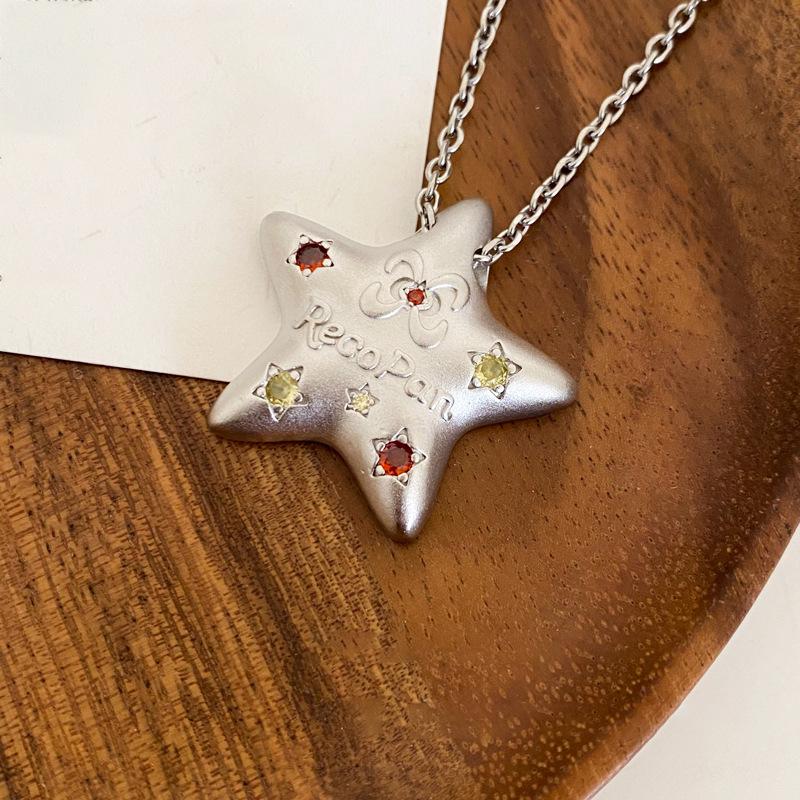 

Цирконовое ожерелье с подвеской в виде звезды, простое, модное, с высоким чувством, цепочка для ключицы, нишевое, с холодным ветром, женское