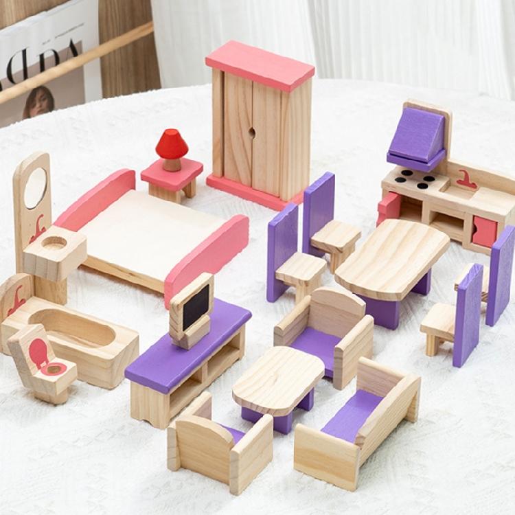 Dollhouses Decoration Living Room Bedroom Scene Miniature Furniture Model Set for Kids Pretend Play Interaction Toy