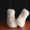 White Fuzzy Shoes Platform Fashion Fuzzy Snow Boots for Women  Non-Slip Booties Plus Fleece Thickened Large Cotton Shoes