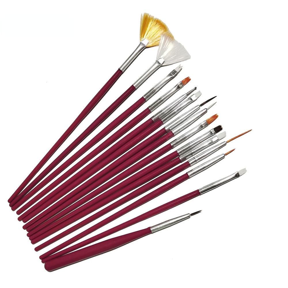 

15 шт./компл. ручка для рисования ногтей DIY живопись кисть для ногтей резьба цветочные ручки маникюрные инструменты коричневый