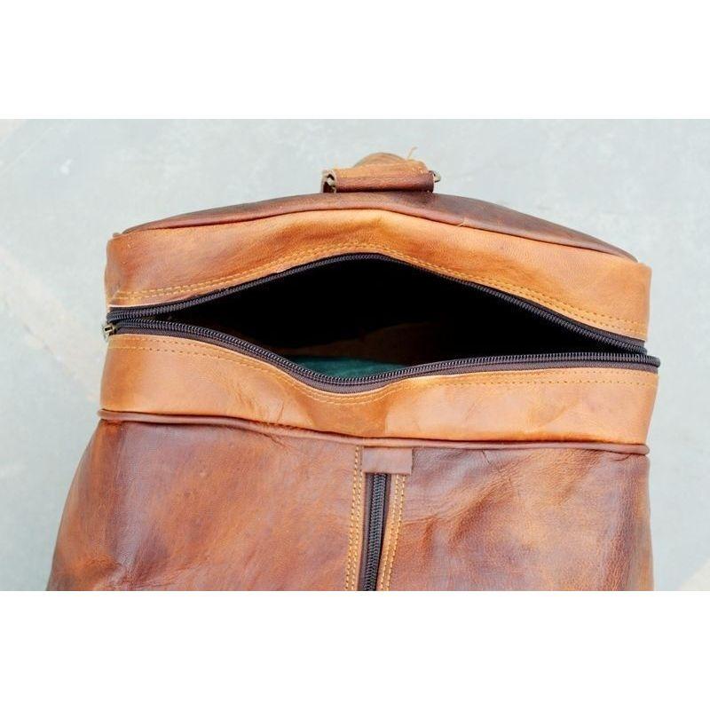 Pánské hnědé Vintage originální cestovní zavazadla Duffle Gym Bags Tote kozí kůže
