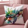 Watercolor Sea Turtle Cushion Cover Multi-Scene Pillow Cover for Home & Car - Reversible, Soft & Durable for Daily Use
