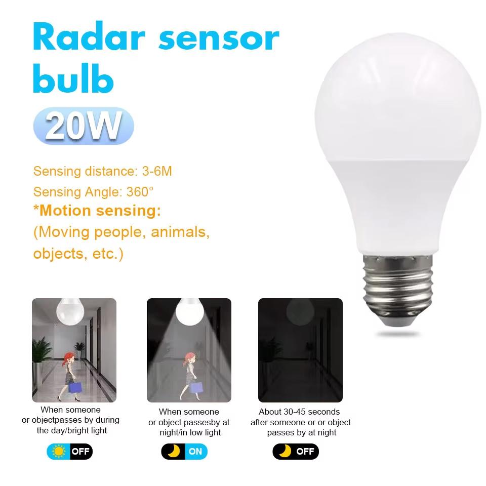 2pc Radar Motion Sensor Light 110V E26 LED Lamp Smart Infrared Bulb 6W 9W 12W 15W 18W 20W Working In Night Darkness
