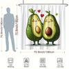 ~O~Fun Avocado Shower Curtain - Red Hearts & Cartoon Design, Polyester, 12 Hooks, Cheerful Bathroom Decor, Great for Youngsters