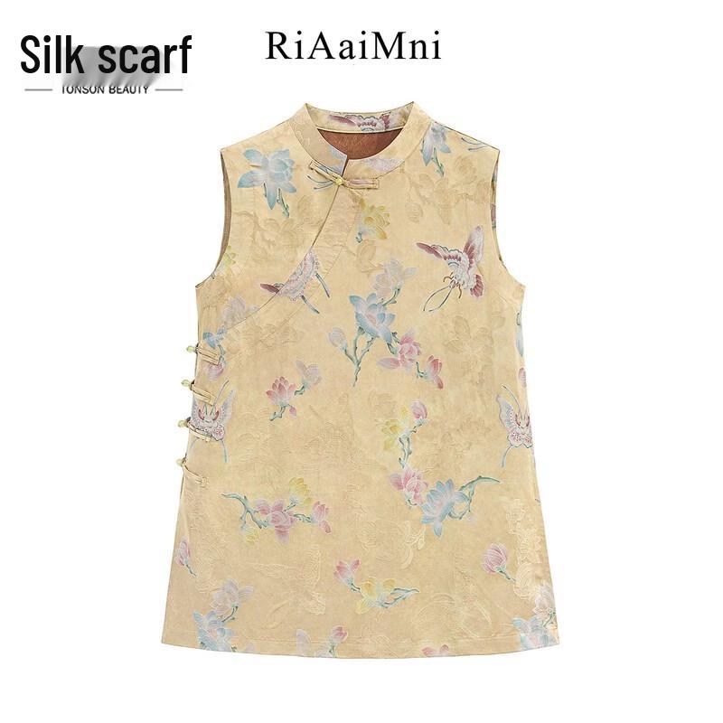 Women s New Chinese Style Floral Sleeveless Shirt S