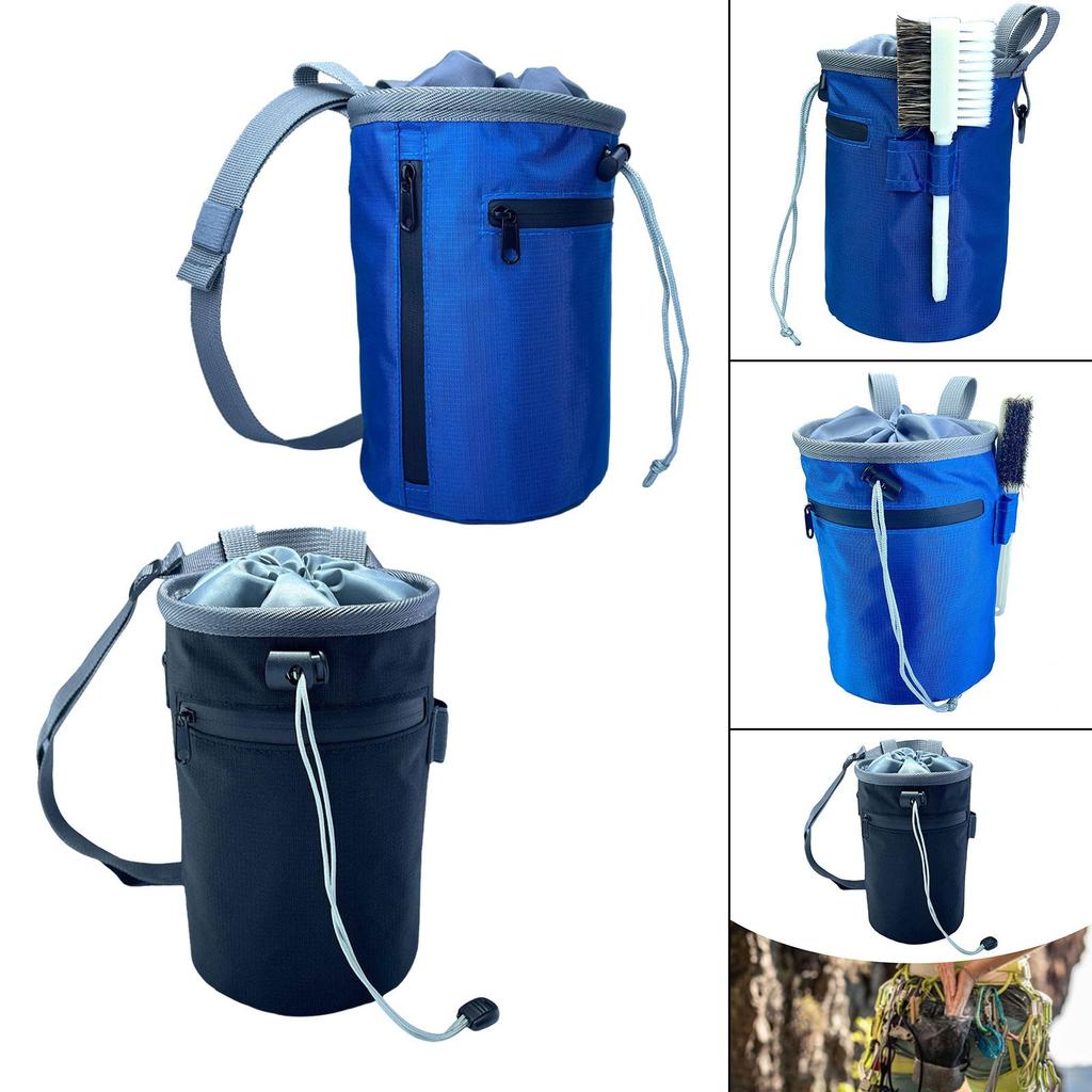 Chalk Bag for Climbing with Zippered Pocket, Carrying Bag, Adjustable Belt Pole Dancing