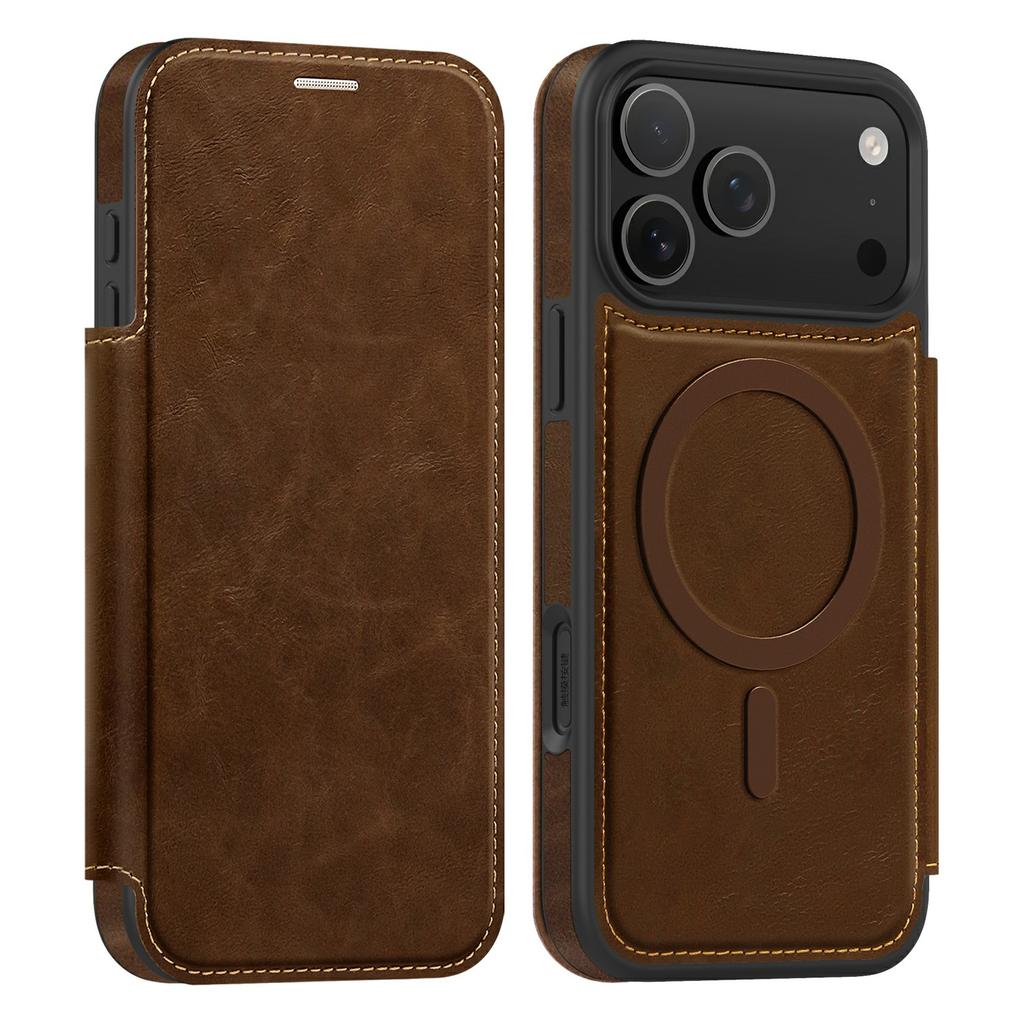 For iPhone 17 Pro Max Case Compatible with MagSafe RFID Blocking Card Holder Leather Phone Cover
