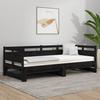 Vidaxl Extendable Bed, Black, Solid Pine Wood, 2X(80X200) Cm